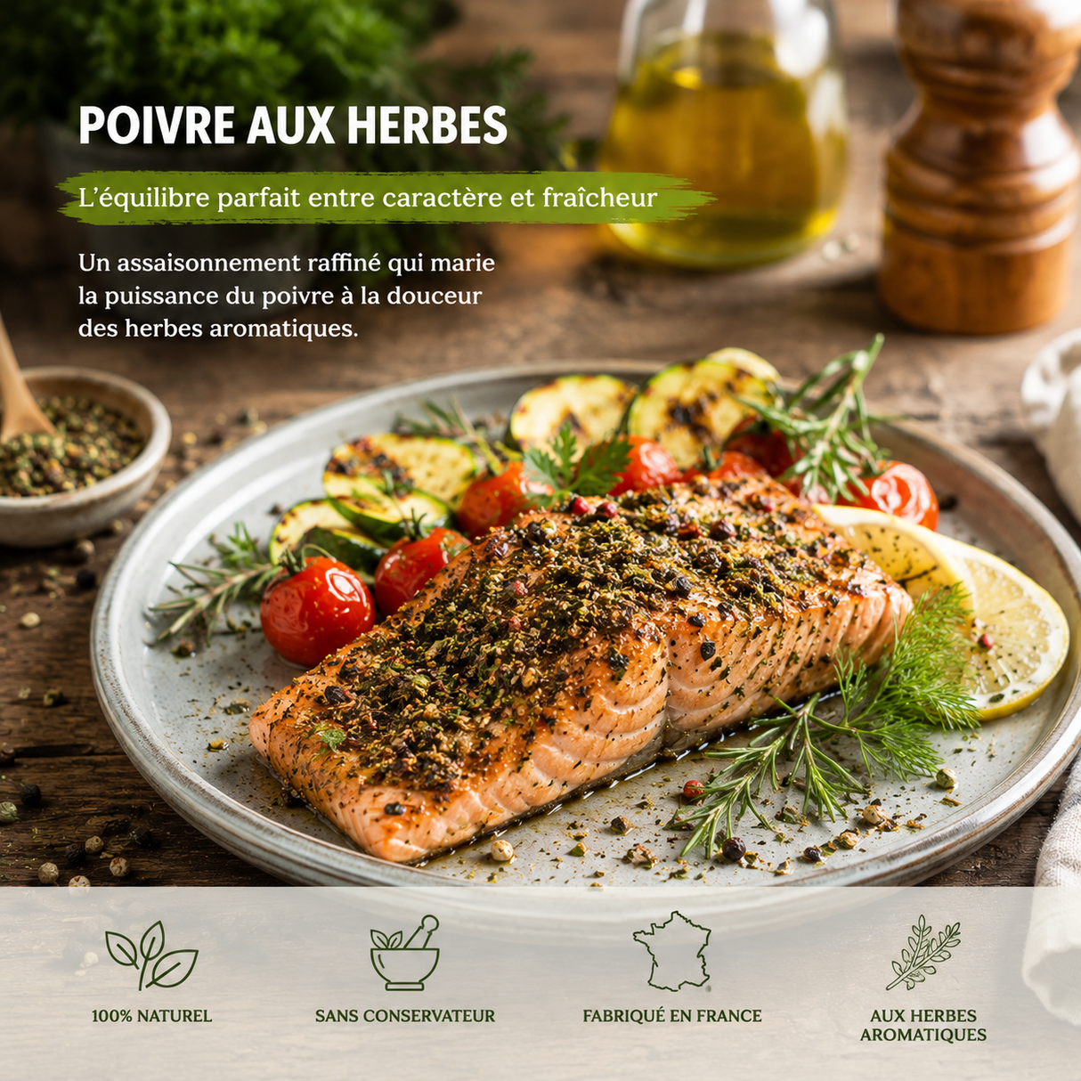 Assaisonnement poivre aux herbes